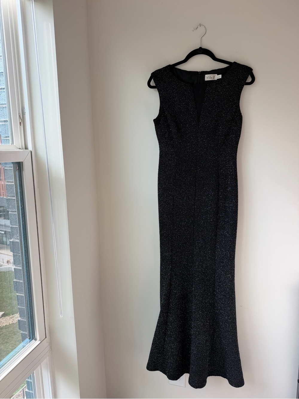 Eliza J Black Sparkle Maxi Evening Gown